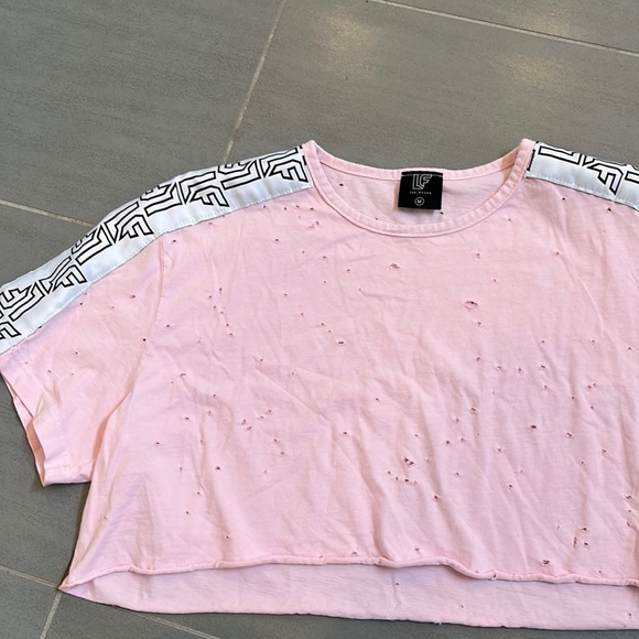 Pink LF crop top-distressed look - Picture 1 of 3